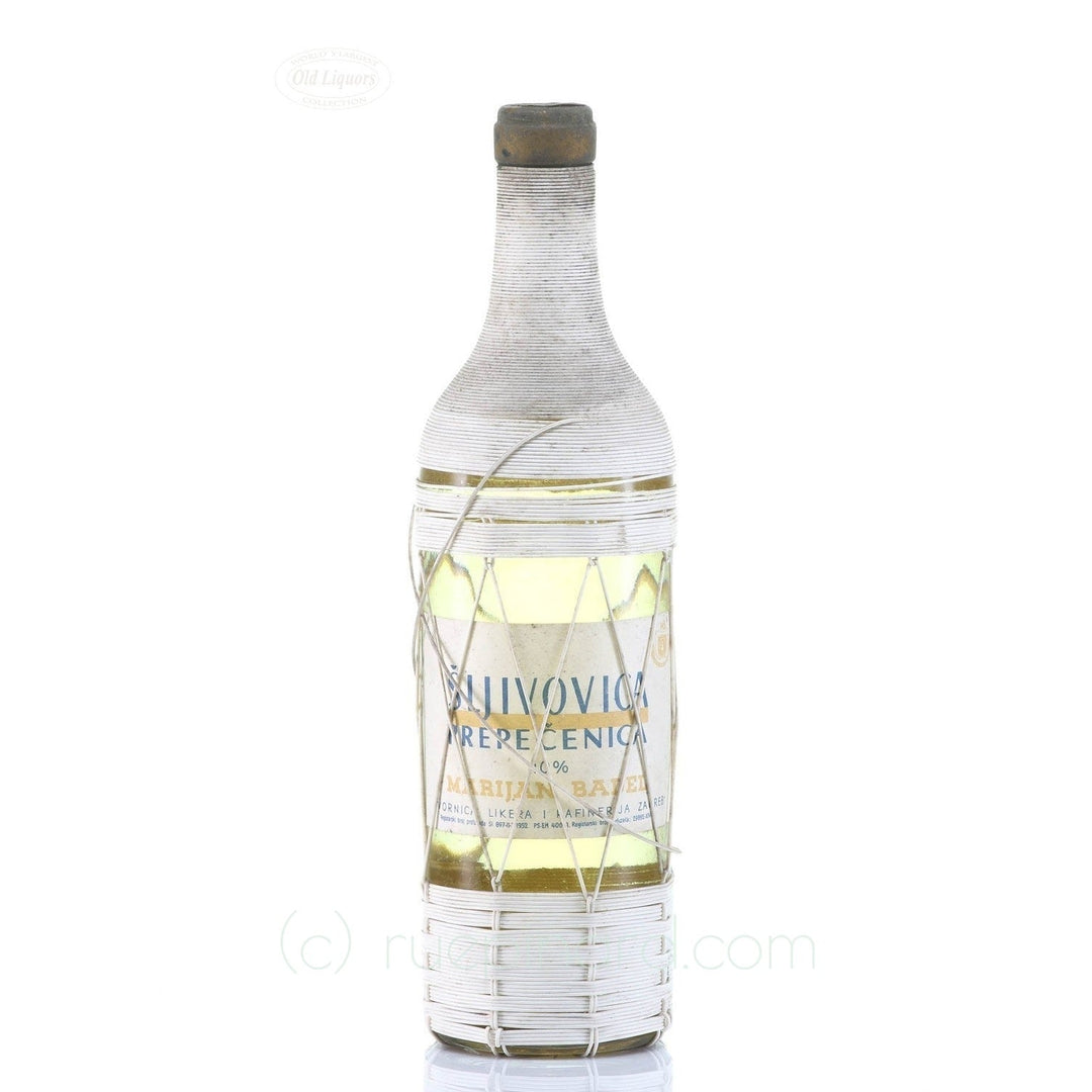 1970s Marijan Badel Sljivovica Prepencenica Brandy - White Rope Bottle - Rue Pinard