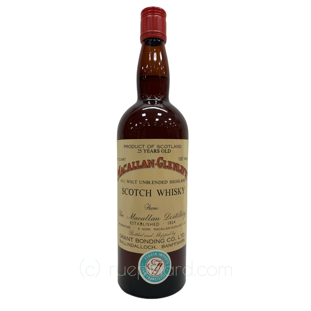 Macallan-Glenlivet 25 YO Grant Bonding Co 1960s - Rue Pinard