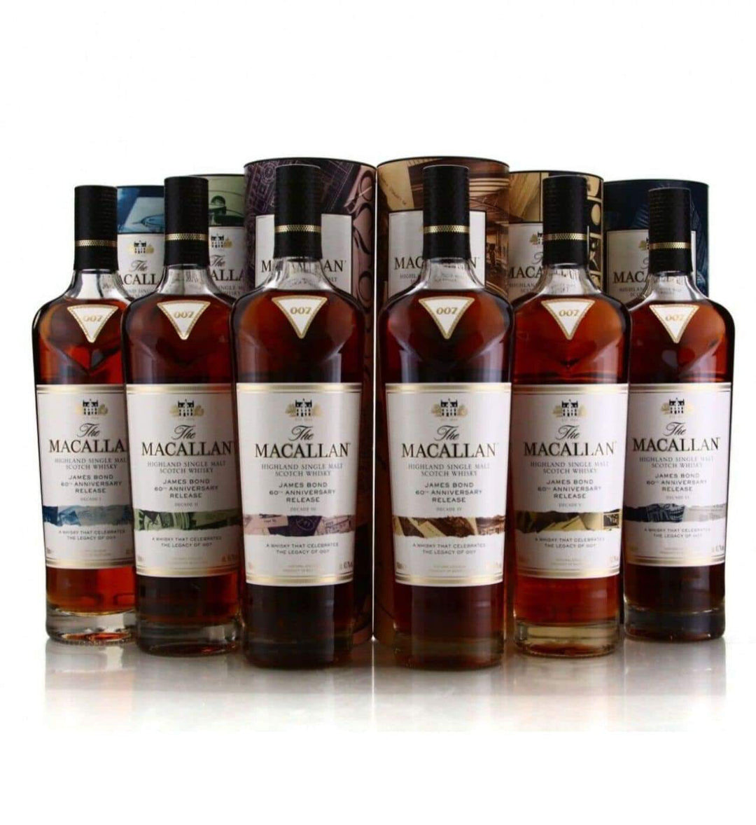 Macallan James Bond 60th Anniversary Release, Decade 1-6 Set - Slijterij Rue Pinard 