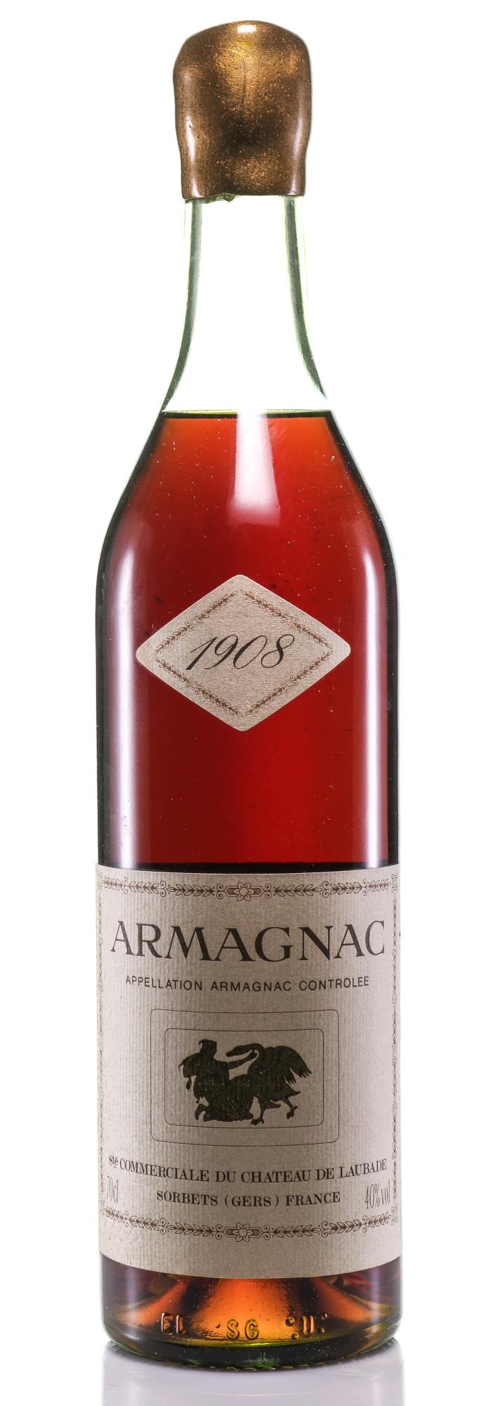 Armagnac 1908 Château de Laubade  Bas-Armagnac (1x70cl)