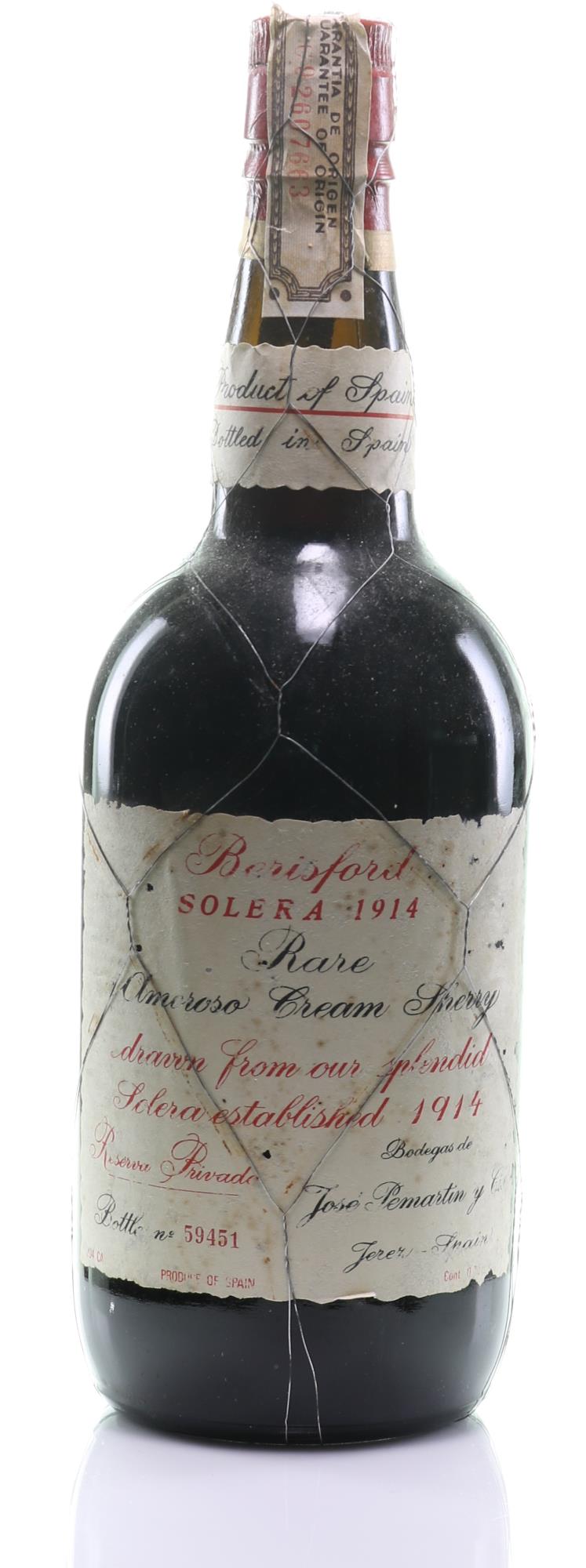 Berisford Distillery Amoroso Cream Sherry Reserva Privada Solera 1914 - Slijterij Rue Pinard 