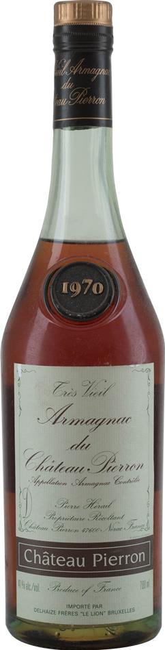 1970 Chateau Pierron Armagnac - Tres Vieil Cognac met Glas Wax Shoulderbutton - Slijterij Rue Pinard 