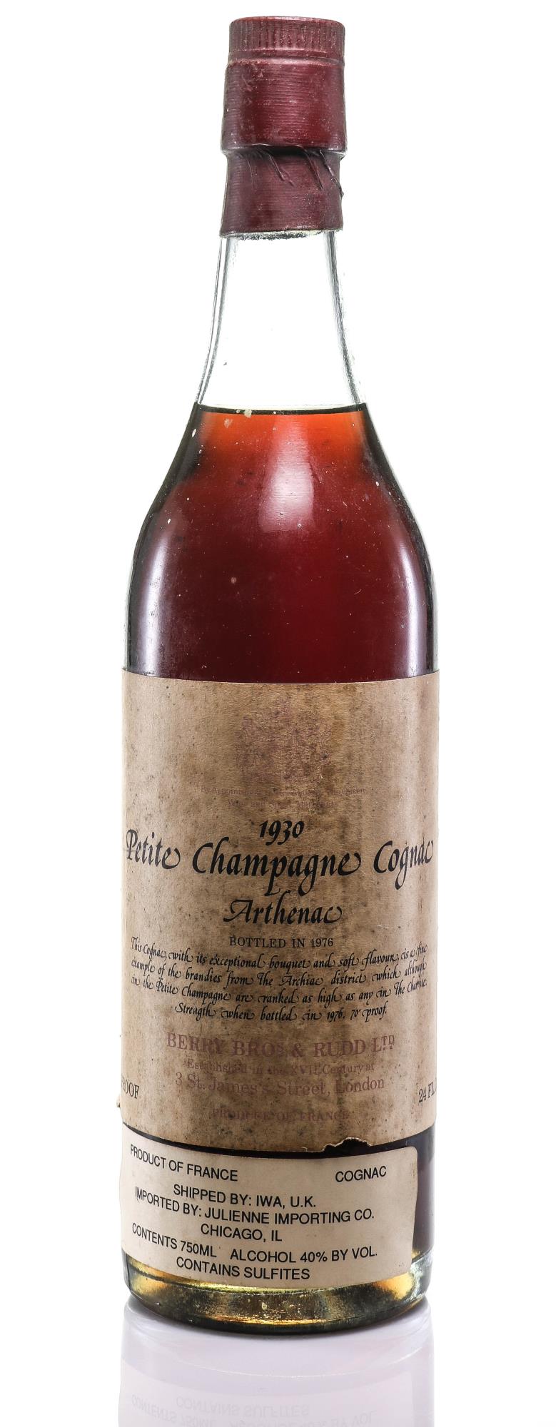 1930 Petite Champagne Cognac van Berry Brothers & Rudd - Slijterij Rue Pinard 