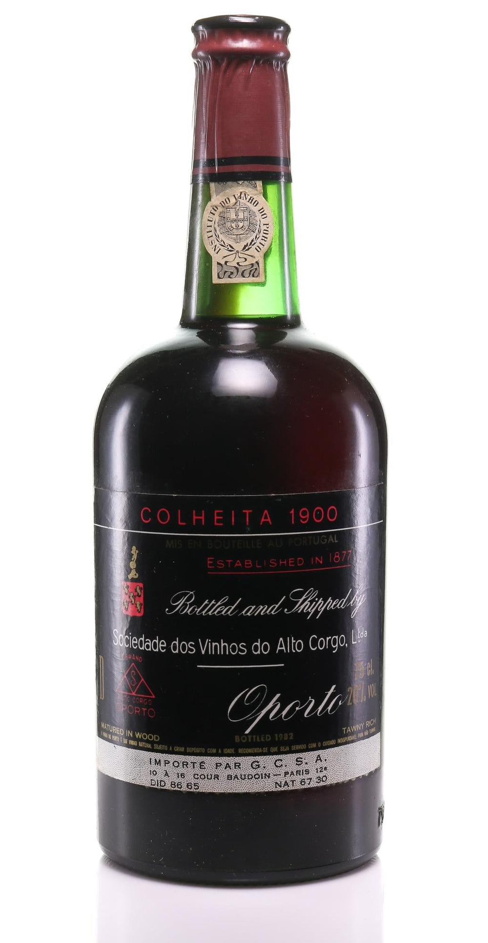 Sociedade dos Vinhos do Alto Corgo 1982 Tawny Rich Port in Originele Houten Kist - Slijterij Rue Pinard 