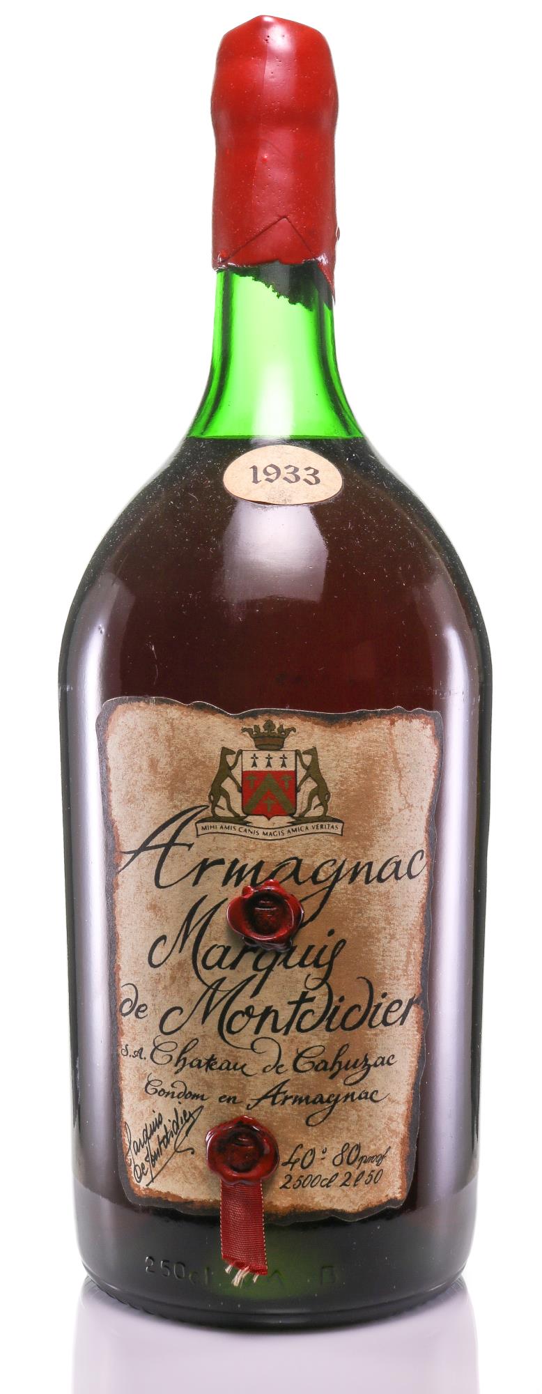 Vintage 1933 Marquis de Montdidier Armagnac - Château de Cahuzac 2.5L - Slijterij Rue Pinard 