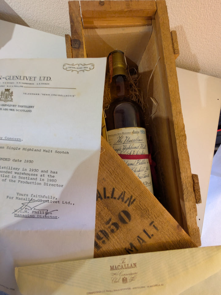 1950 The Macallan Handwritten Red Ribbon Single Malt Scotch Whisky