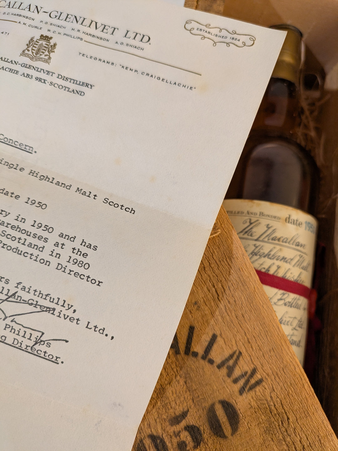 1950 The Macallan Handwritten Red Ribbon Single Malt Scotch Whisky
