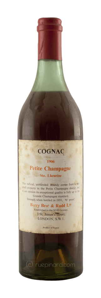 Sainte Lheurine 1906 Petite Champagne Cognac (1951, bt. Berry Brothers &amp; Rudd) - Rue Pinard