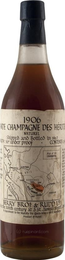 1906 Berry Brothers & Rudd Grande Champagne des Heritiers Cognac, Bottled 1967 - Rue Pinard