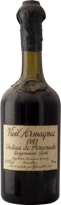 Château de Percenade Armagnac 1893 - Gelas et Fils - Slijterij Rue Pinard 