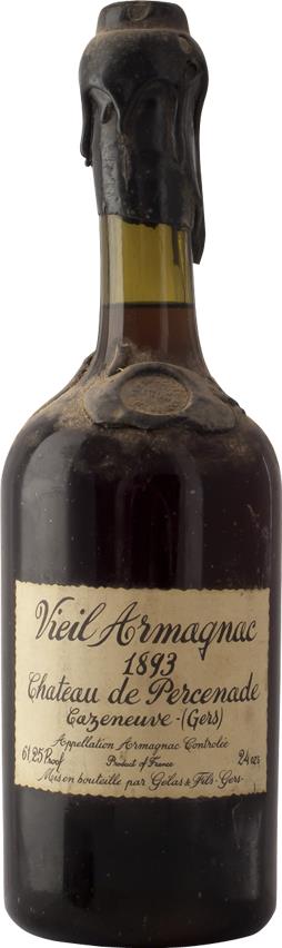 Château de Percenade Armagnac 1893 - Gelas et Fils - Slijterij Rue Pinard 